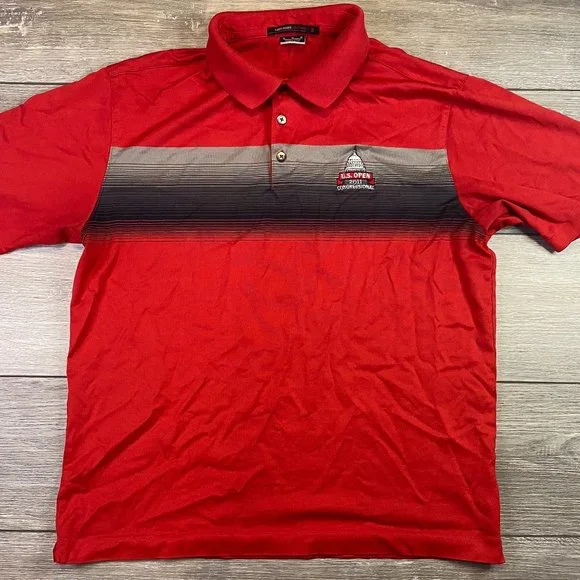 Nike Tiger Woods Collection Polo Red Medium M 2011 US Open Congressional - Picture 2 of 8